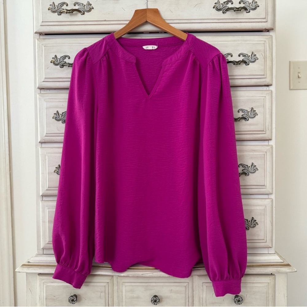Vici Magenta Peasant Blouse Top